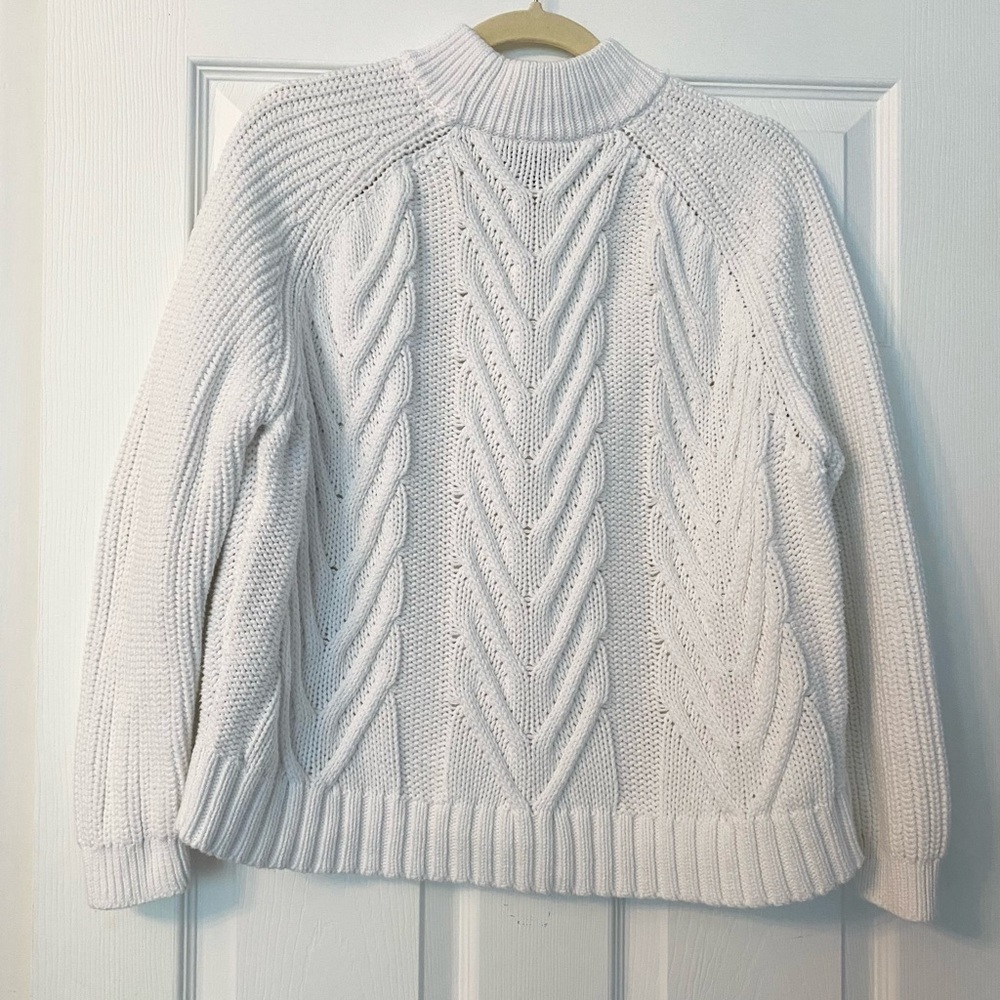 J. Crew White Cowl Neck Cable Knit Sweater - Picture 2 of 4